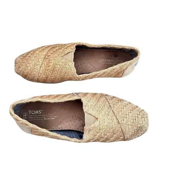 TOMS Tan Classic Burlap Basket Weave Slip On Casual Shoes - Picture 5 of 8